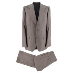 Yves Saint Laurent Grey Striped Wool Suit L 50 