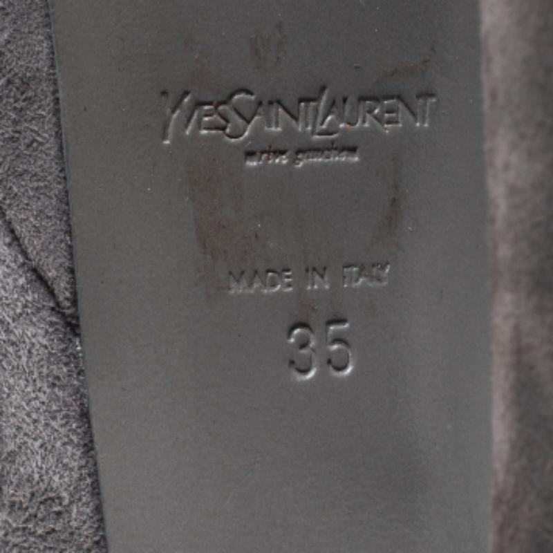Yves Saint Laurent Bombas de plataforma Palais de ante gris Talla 35 en venta 2