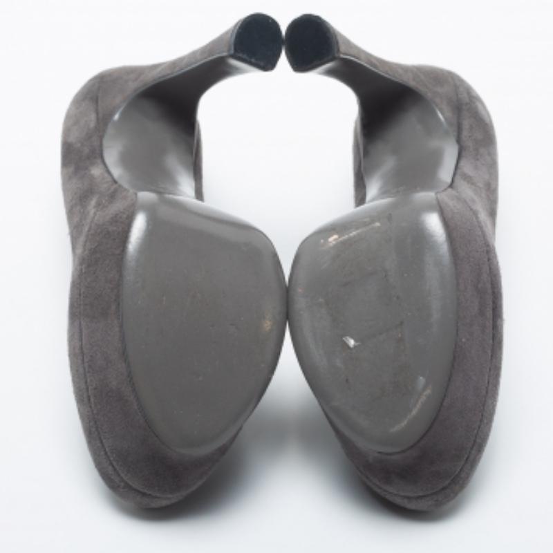 Yves Saint Laurent Bombas de plataforma Palais de ante gris Talla 35 en venta 3