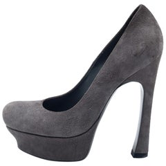 Yves Saint Laurent Grey Suede Palais Platform Pumps Size 35