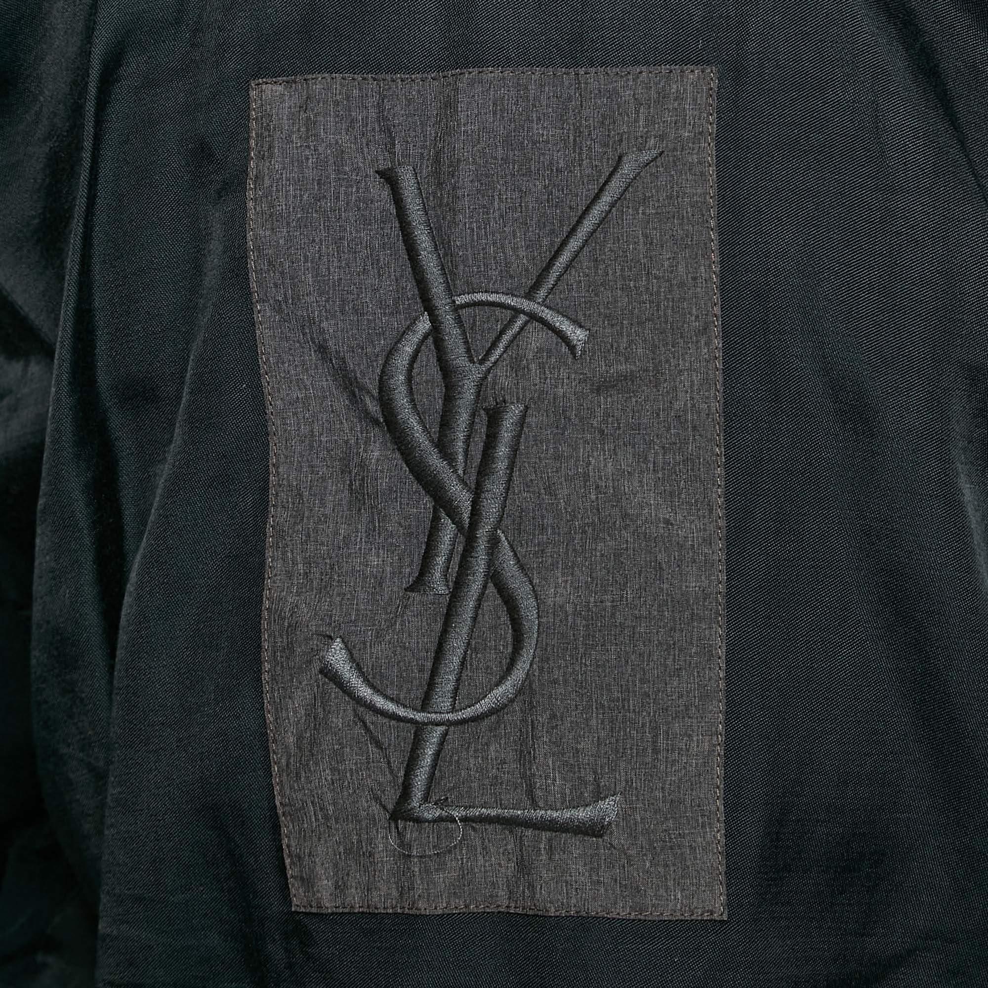Yves Saint Laurent Graue Synthetische Puffer-Daunenjacke XXL Herren im Angebot