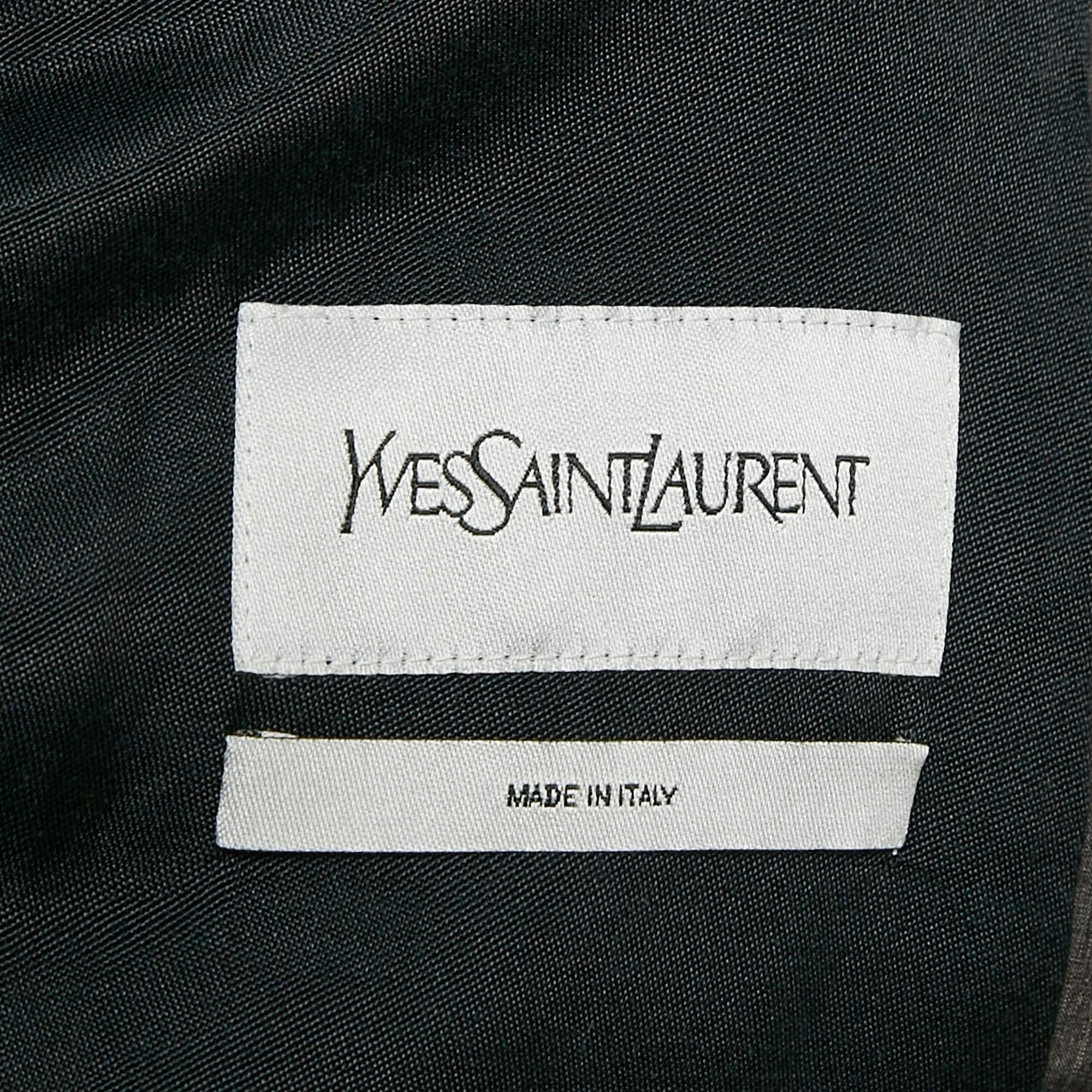 Yves Saint Laurent Graue Synthetische Puffer-Daunenjacke XXL im Angebot 1
