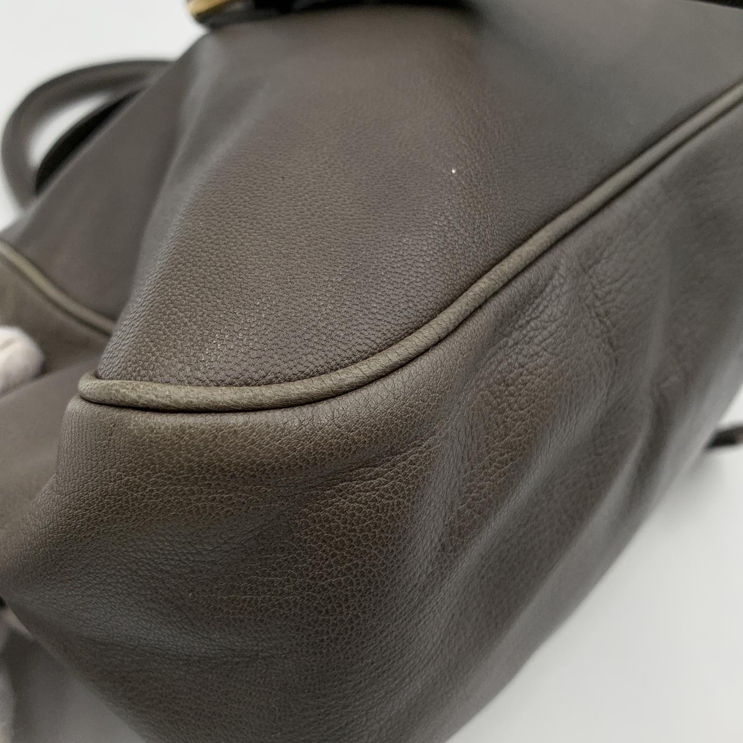 Yves Saint Laurent Grey Taupe Leather Muse Bowler Satchel Bag 6