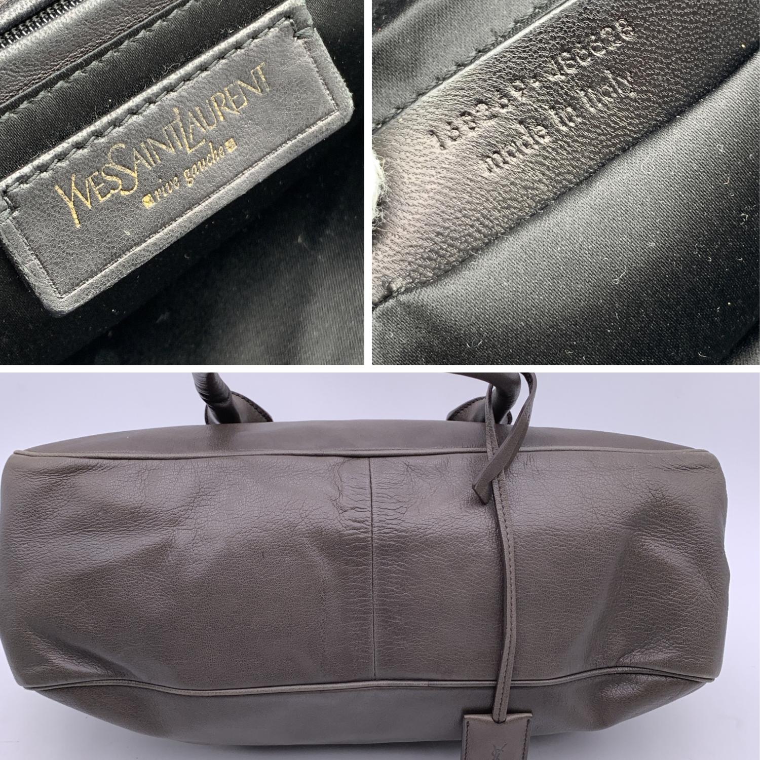Women's Yves Saint Laurent Grey Taupe Leather Muse Bowler Satchel Bag