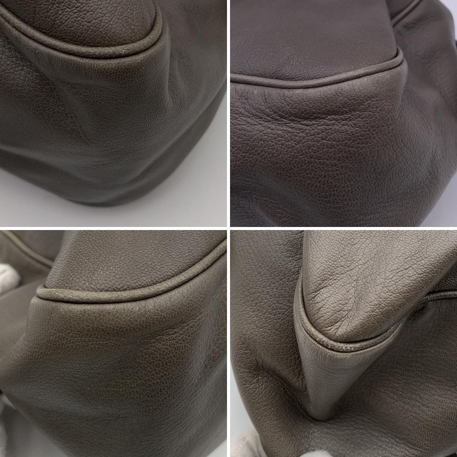 Yves Saint Laurent Grey Taupe Leather Muse Bowler Satchel Bag 2