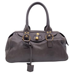 Yves Saint Laurent Grey Taupe Leather Muse Bowler Satchel Bag