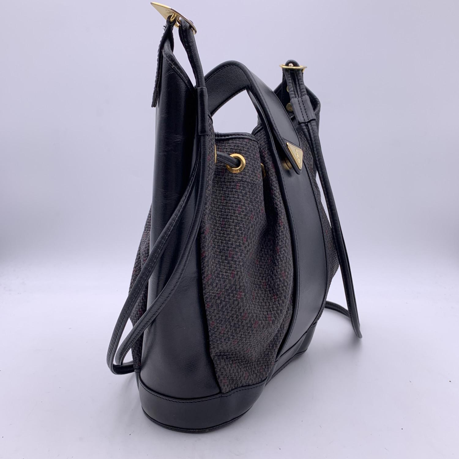 Women's Yves Saint Laurent Grey Textured Vinyl Canvas Drawstring Bucket Bag