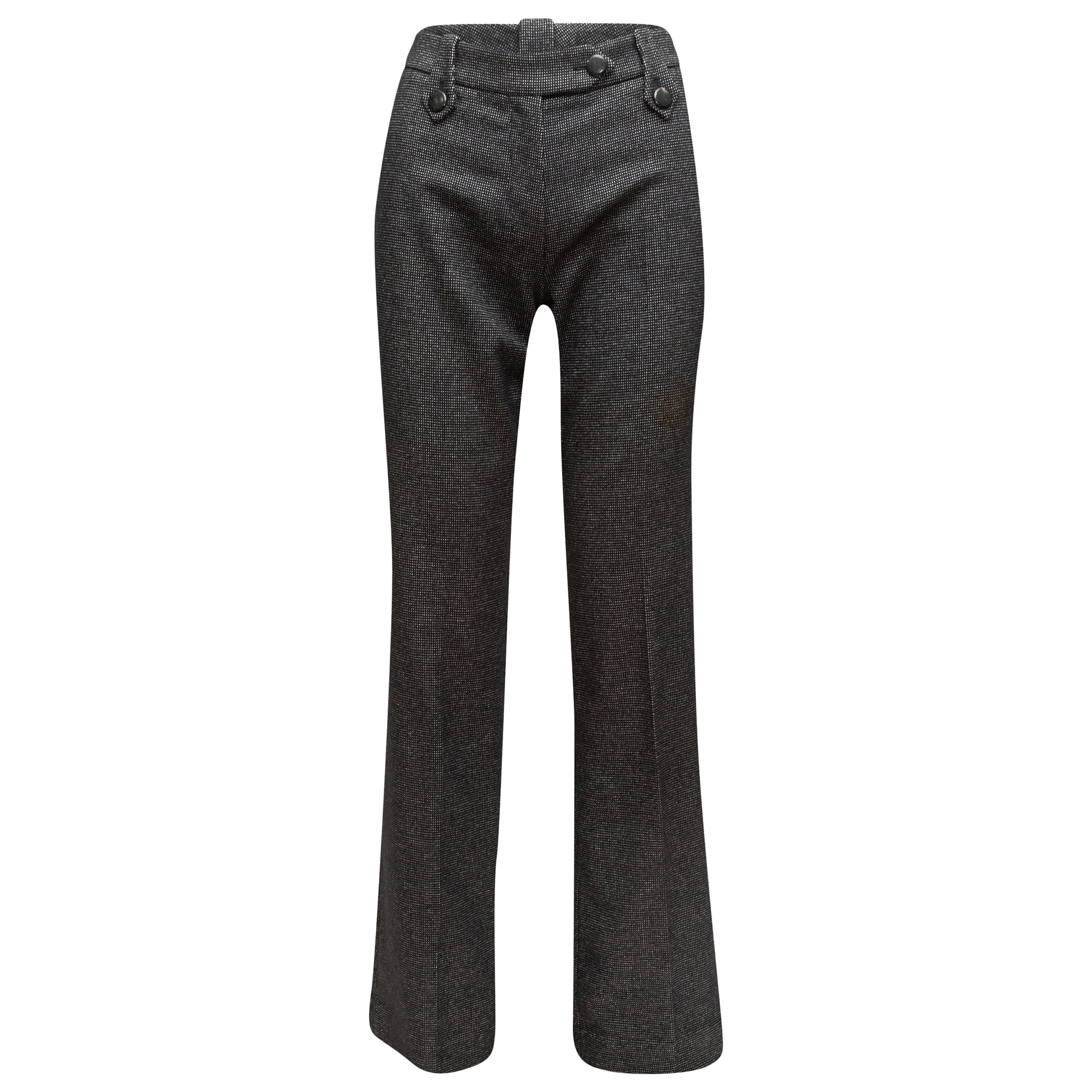 Yves Saint Laurent Grey Wool & Angora Checkered Pants