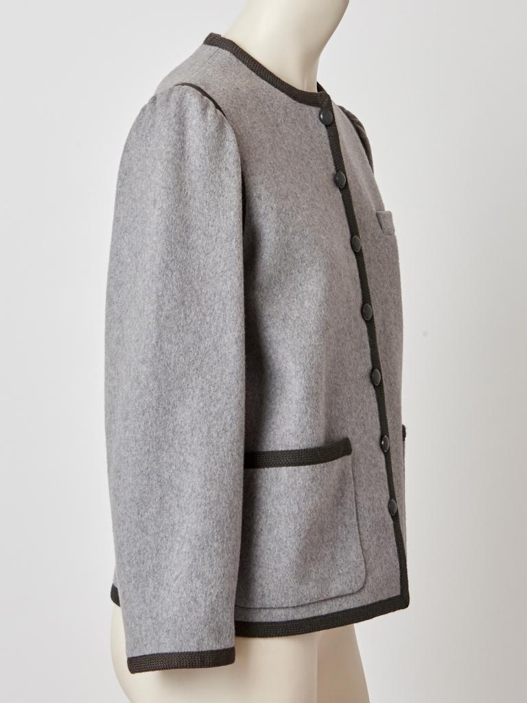 Gray Yves Saint Laurent Grey Wool Flannel Jacket