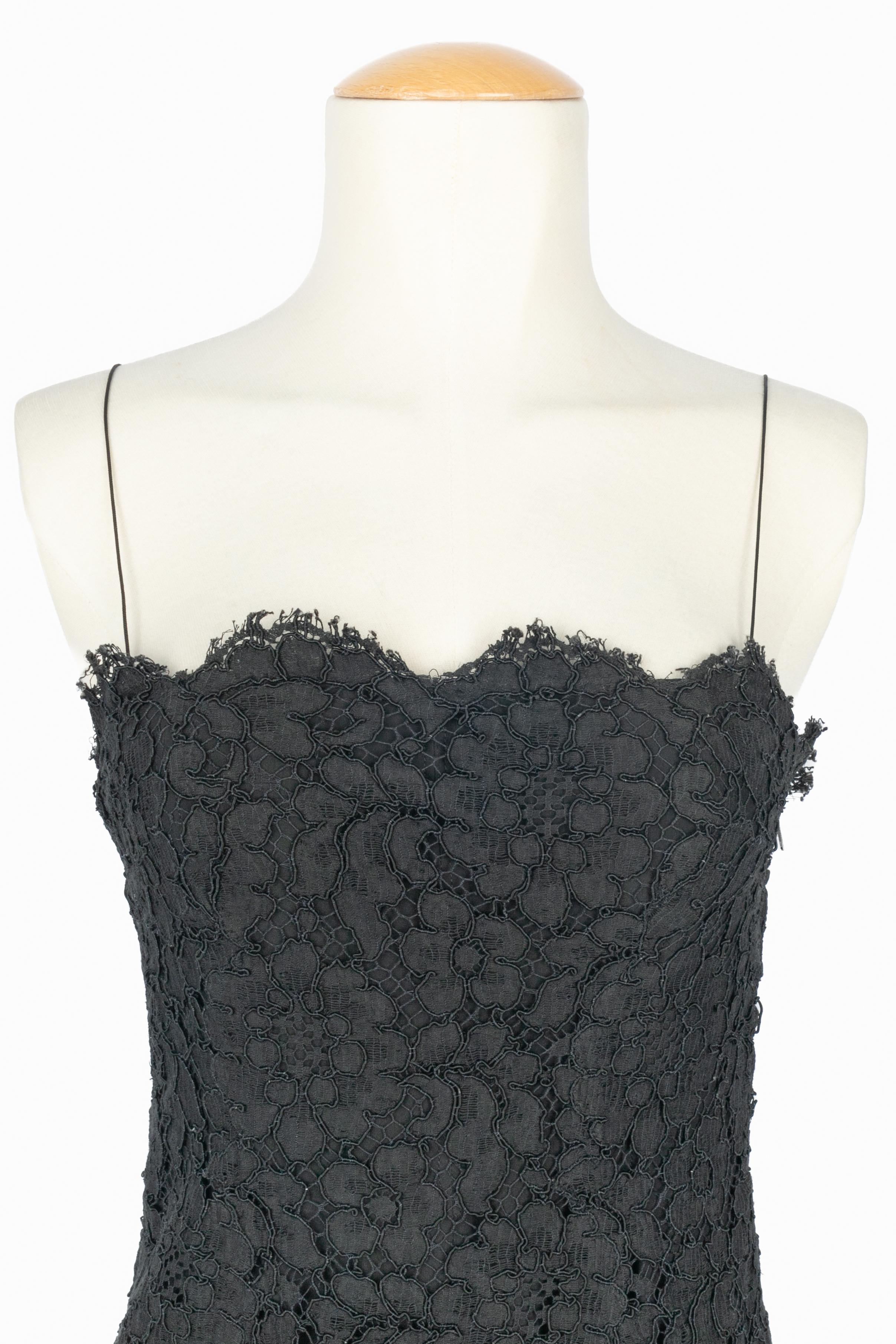 Beige Yves Saint Laurent abito in guipure Haute Couture in vendita