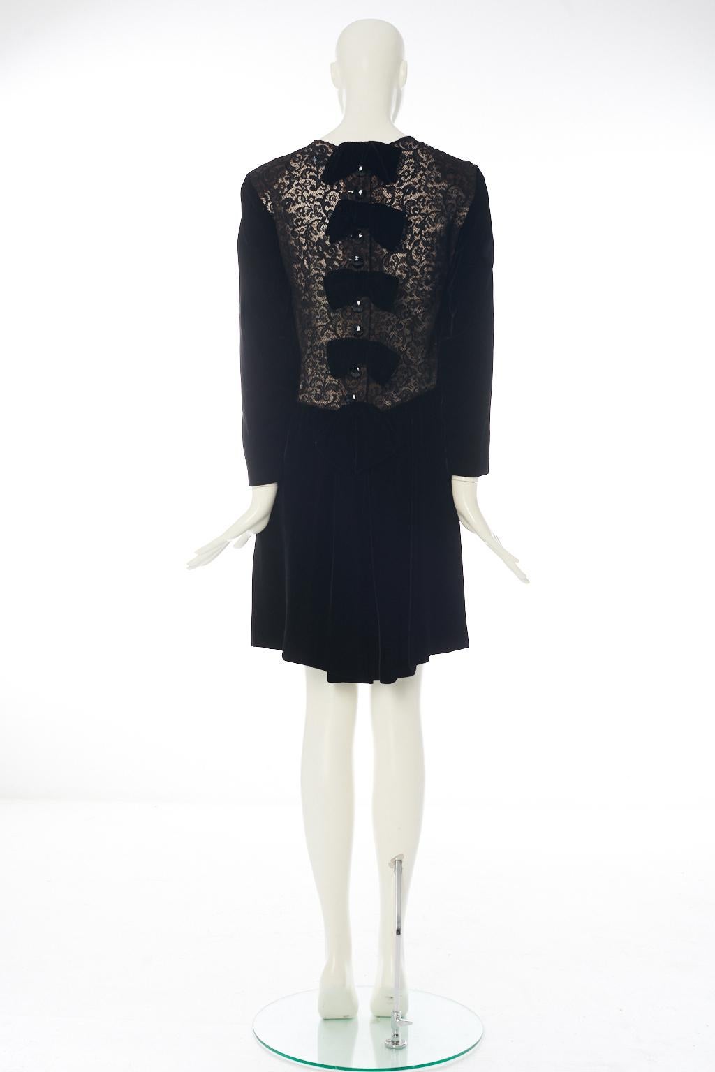 Black Yves Saint Laurent Guipure Lace Cocktail Dress