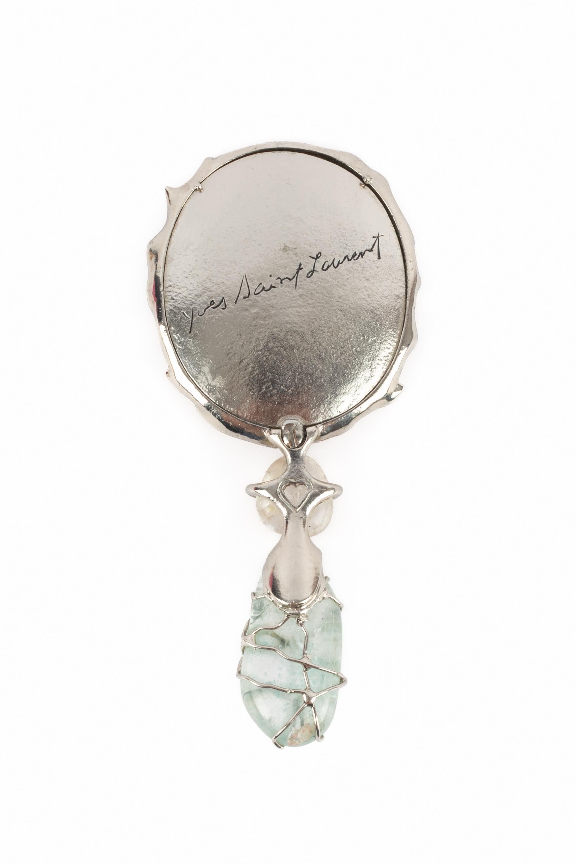 Gray Yves Saint Laurent hand mirror 1980s-1990s For Sale