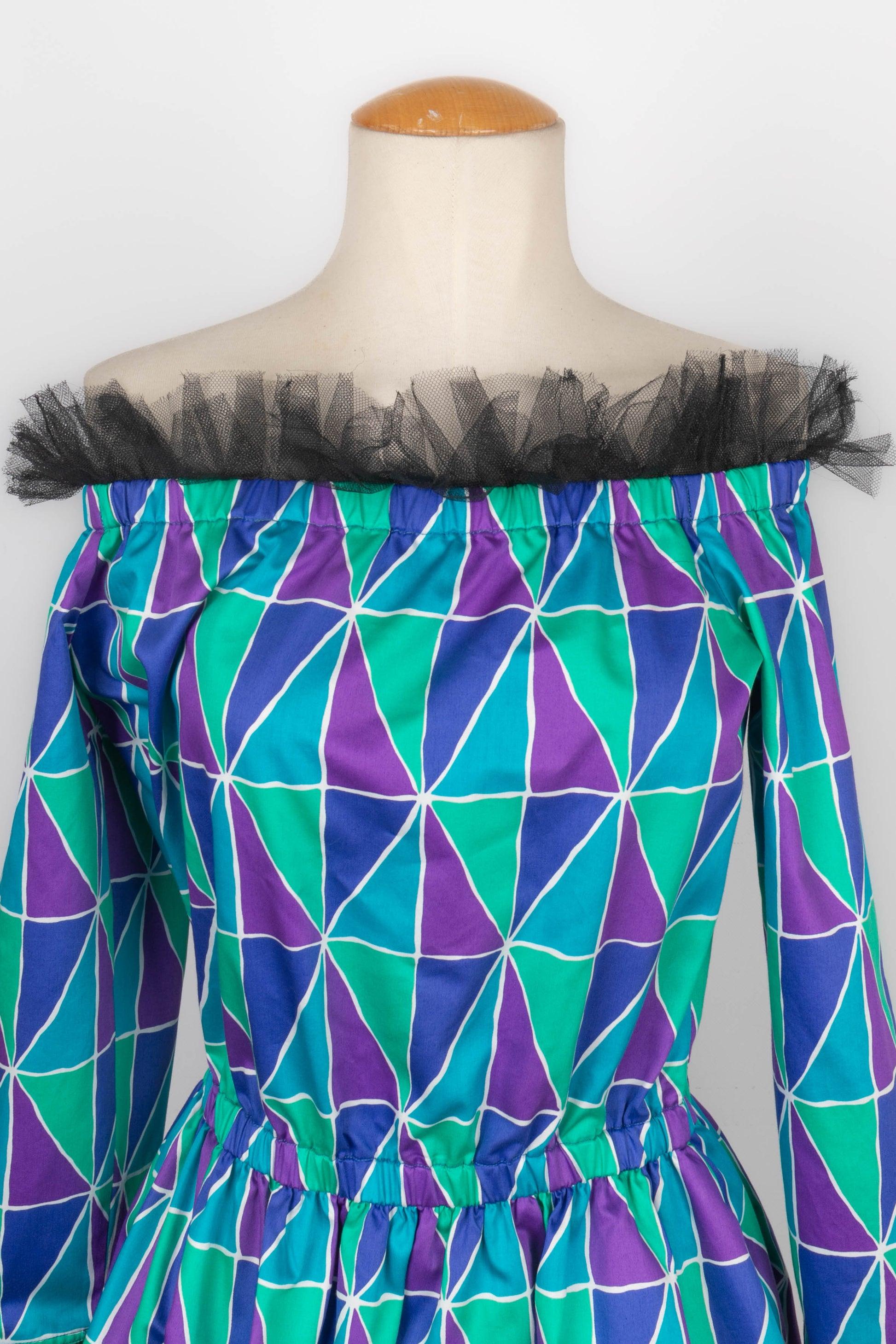 Women's Yves Saint Laurent Harlequin Mini Dress, 1988 For Sale