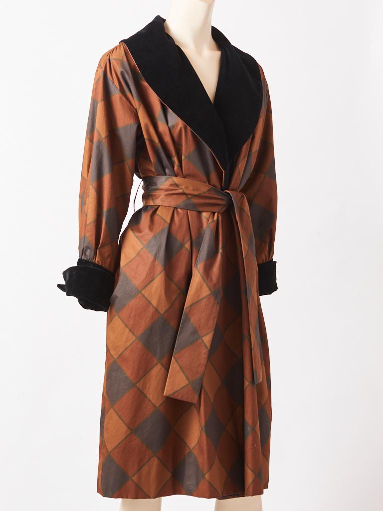 Yves Saint Laurent Harlequin Pattern Belted Coat For Sale at 1stDibs