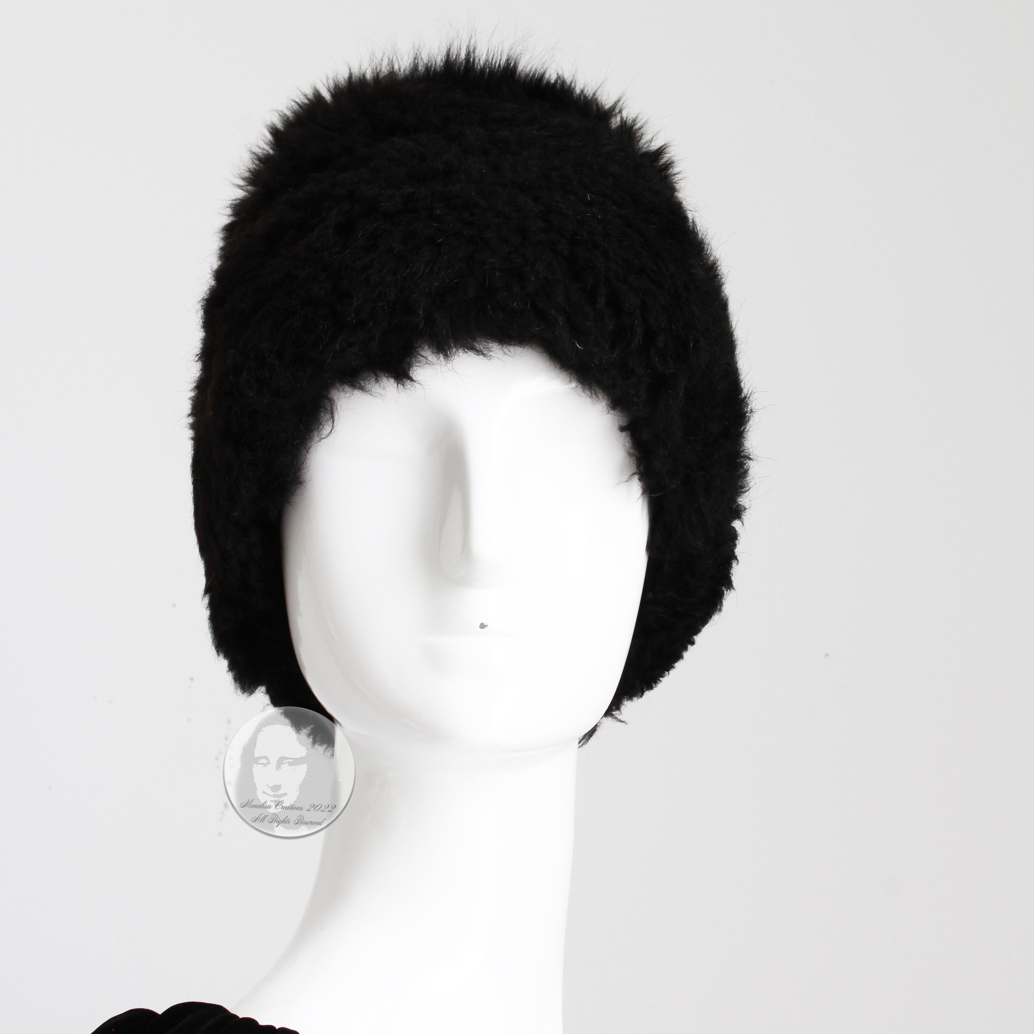 Authentic, preowned, vintage shearling fur hat by Yves Saint Laurent, most likely made in the 70s for his Ballet Russes or Russian collection.  Made from shearling fur with a tall basket shape, it stands approximately 7.5in H and is 23in around the