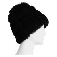 Chapeau Yves Saint Laurent Noir Fourrure Shearling Russes Ballet Russes Vintage 70s 