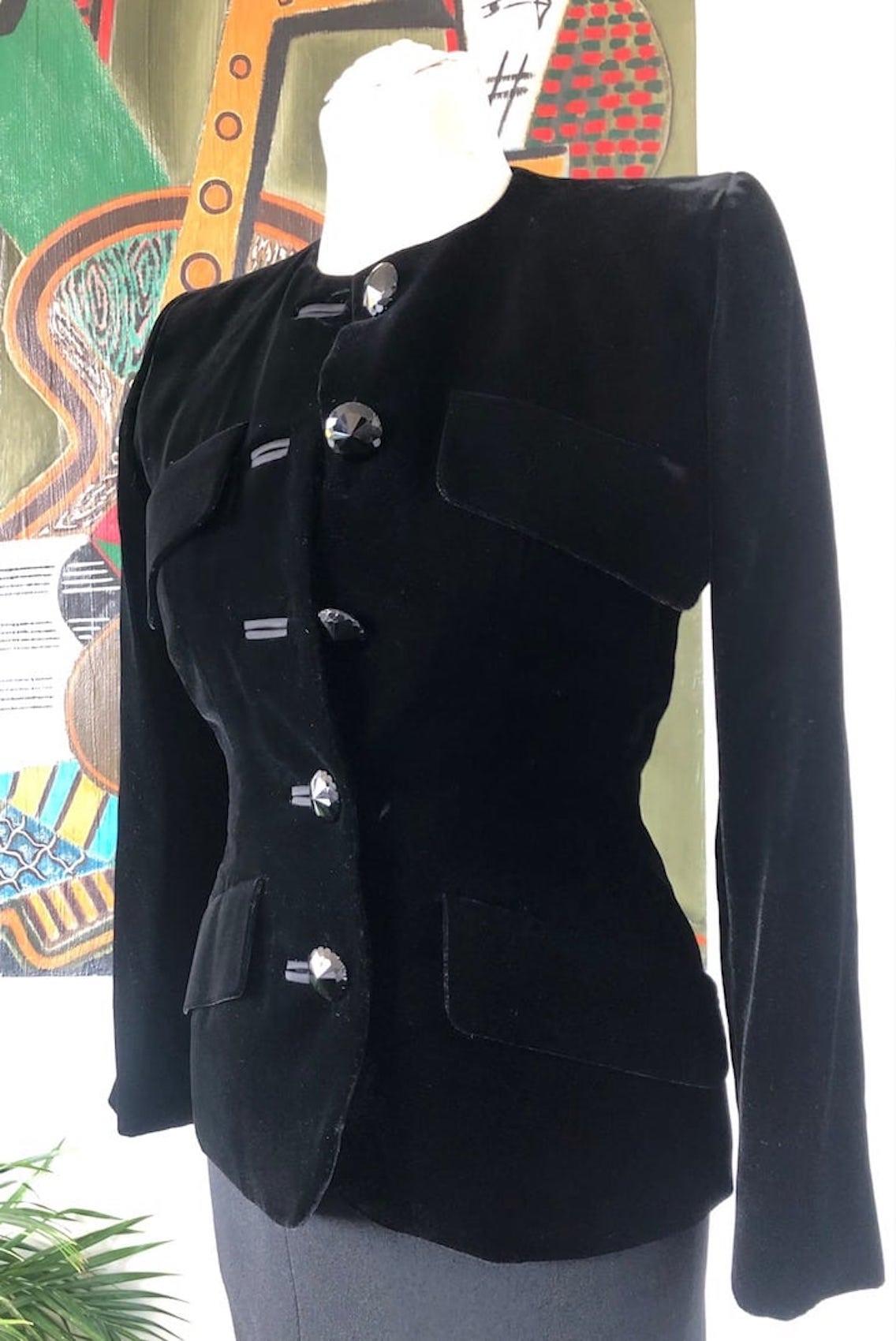 YVES SAINT-LAURENT Haute Couture 076278 Black Single Breasted Jacket Suit 1993 2