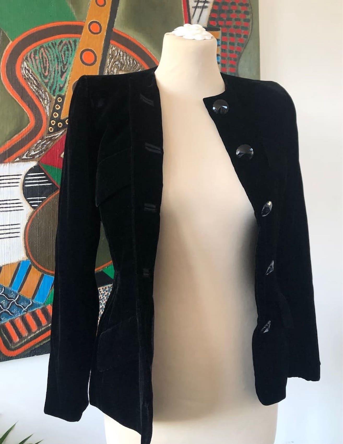 YVES SAINT-LAURENT Haute Couture 076278 Black Single Breasted Jacket Suit 1993 3