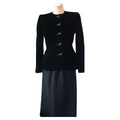Vintage YVES SAINT-LAURENT Haute Couture 076278 Black Single Breasted Jacket Suit 1993