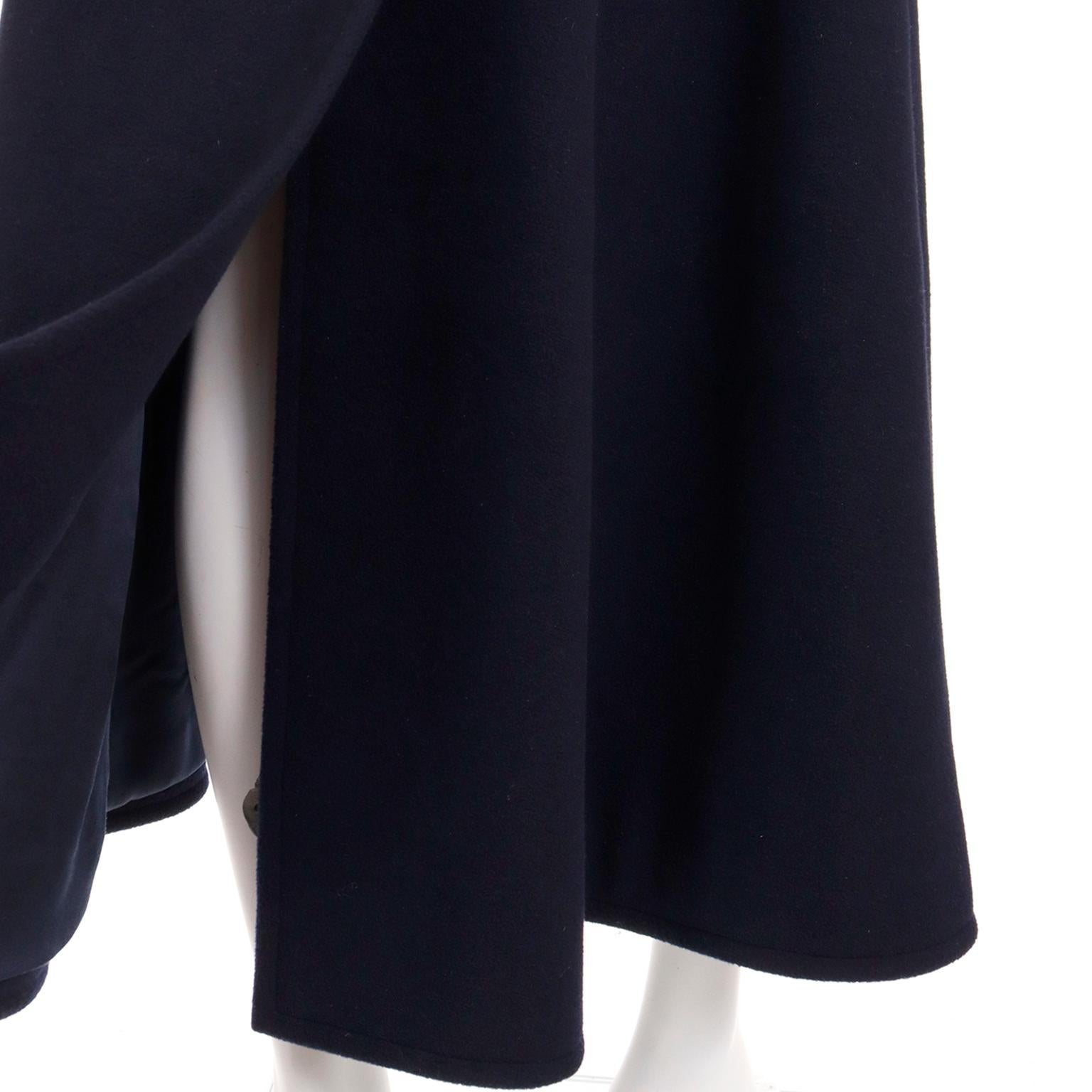 Yves Saint Laurent Haute Couture 1976 Navy Blue Wool Coat w Sheared Mink Trim For Sale 1