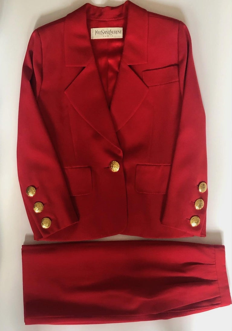 YVES SAINT-LAURENT Haute Couture 64534 Red Single Breasted Jacket