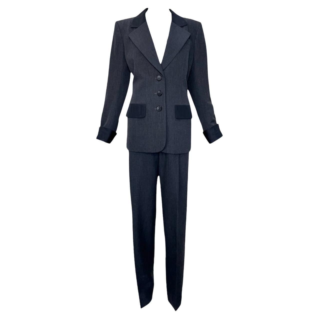 Yves Saint Laurent Haute Couture A/W 1984 Grey Pant Suit For Sale