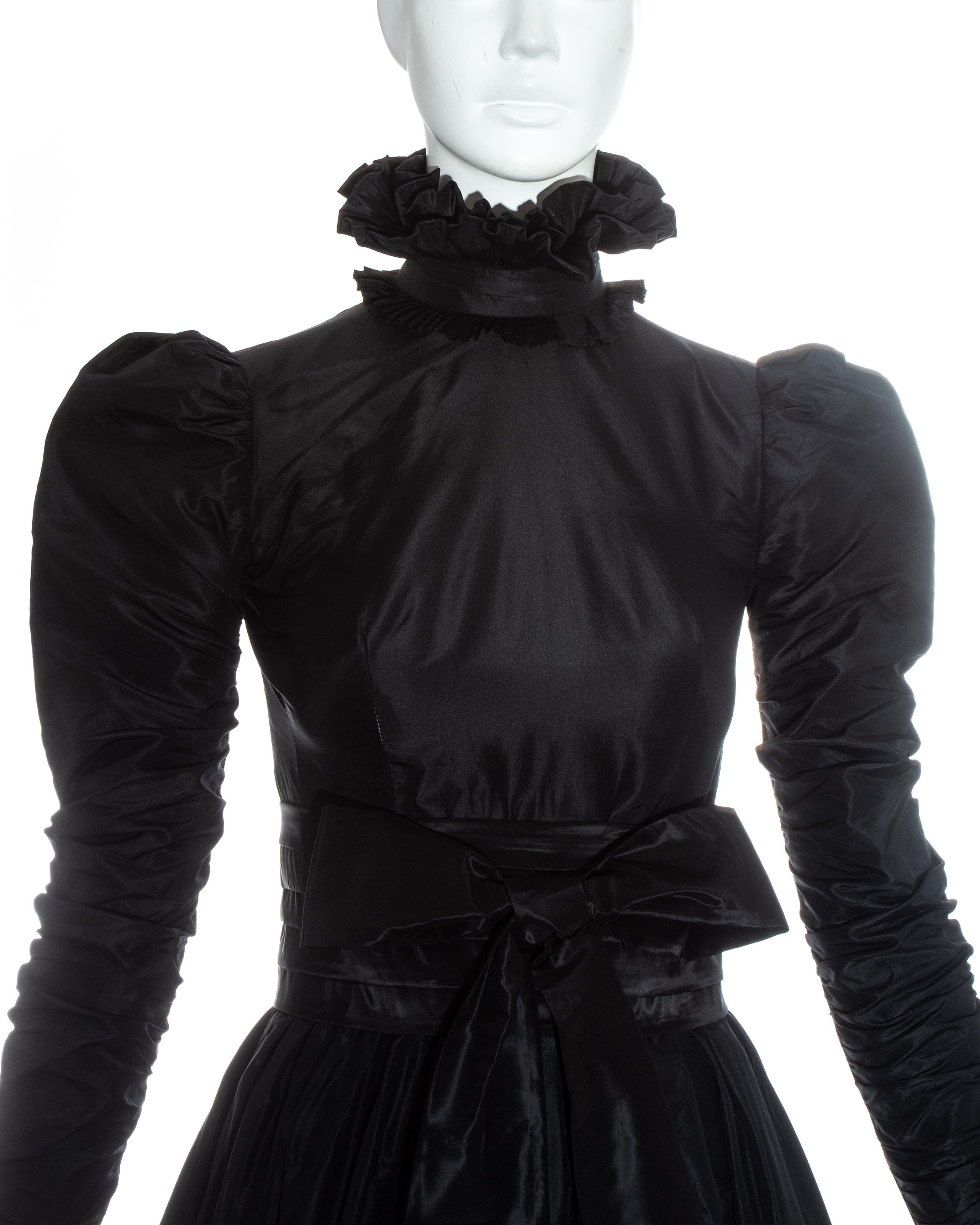 Black Yves Saint Laurent Haute Couture black silk taffeta evening dress, fw 1971