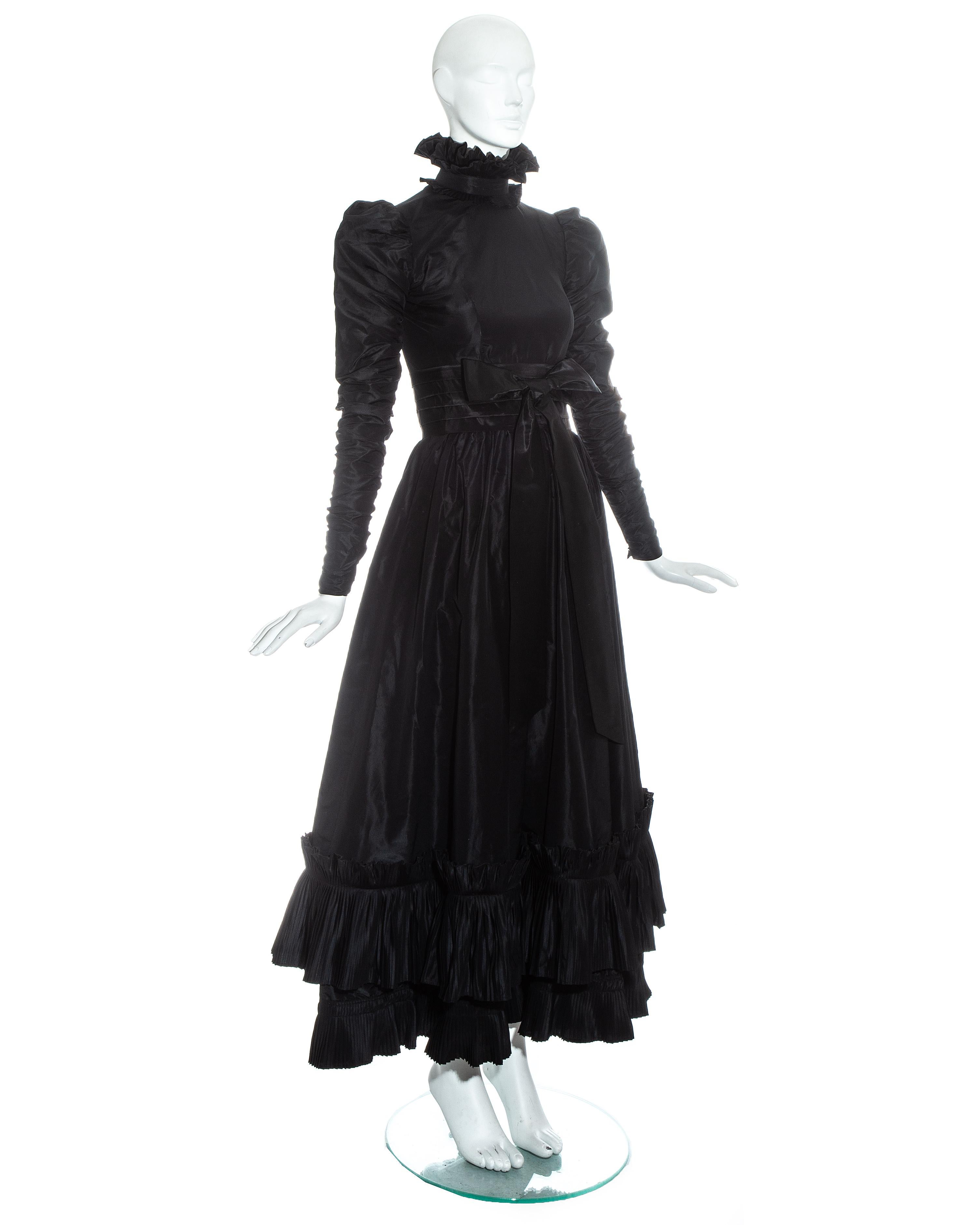 Yves Saint Laurent Haute Couture black silk taffeta evening dress, fw 1971 In Good Condition In London, GB