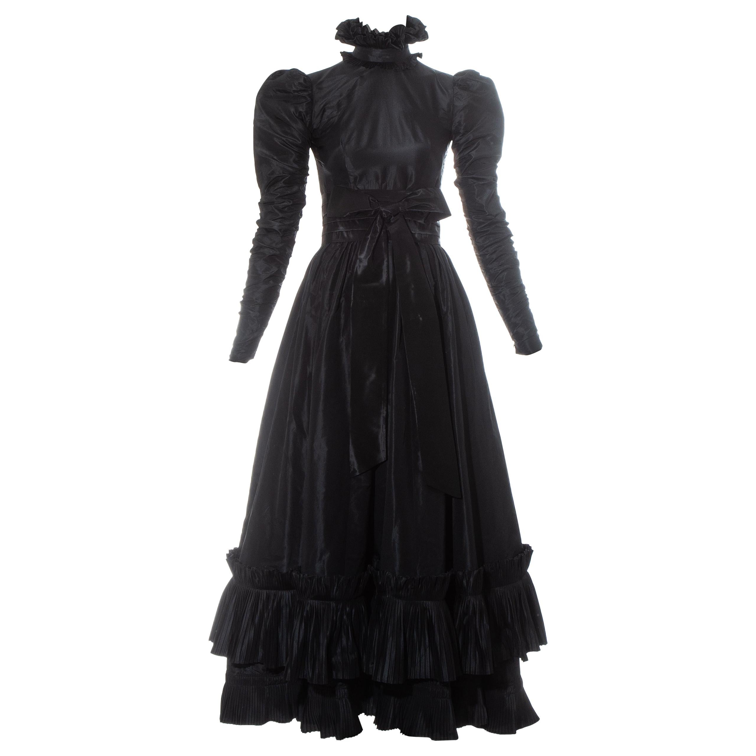 Yves Saint Laurent Haute Couture black silk taffeta evening dress, fw 1971