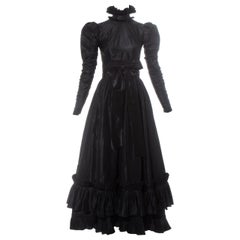 Yves Saint Laurent Haute Couture black silk taffeta evening dress, fw 1971