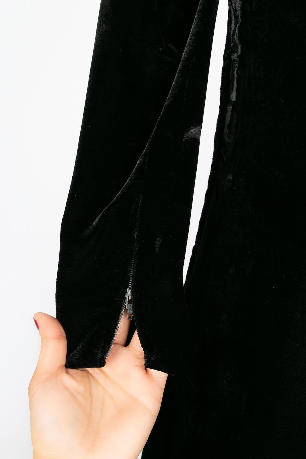 Yves Saint Laurent Haute Couture Schwarzes Seidensamtkleid aus Seide, 1986 im Angebot 3