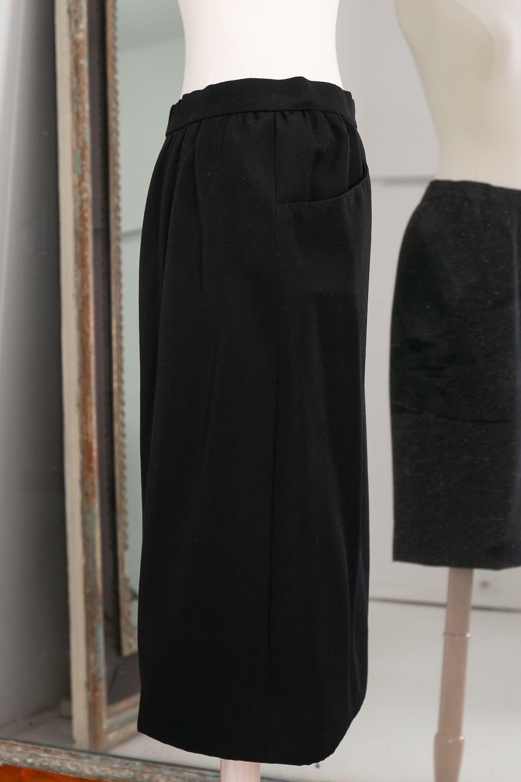 Yves Saint Laurent Haute Couture Black Skirt and Jacket Set, circa 1981/1982 For Sale 6