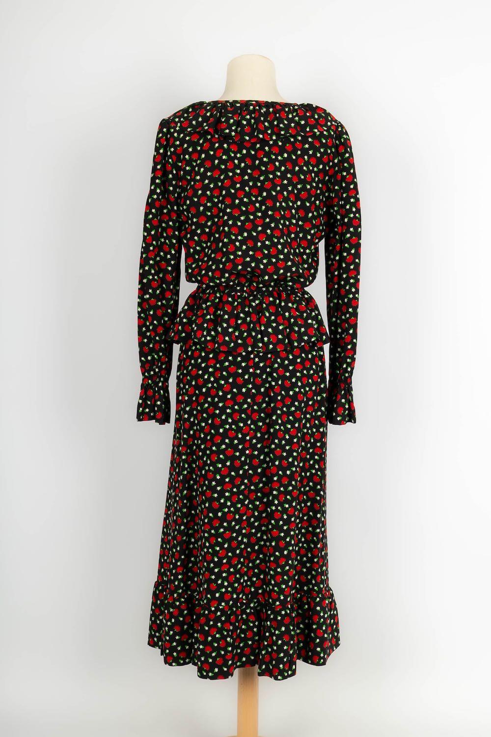 Noir Yves Saint Laurent - Ensemble chemisier et jupe haute couture en vente