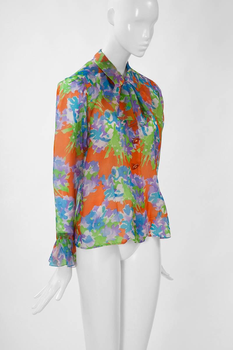 Yves Saint Laurent Haute Couture-Bluse, ca. 1993  (Grau) im Angebot