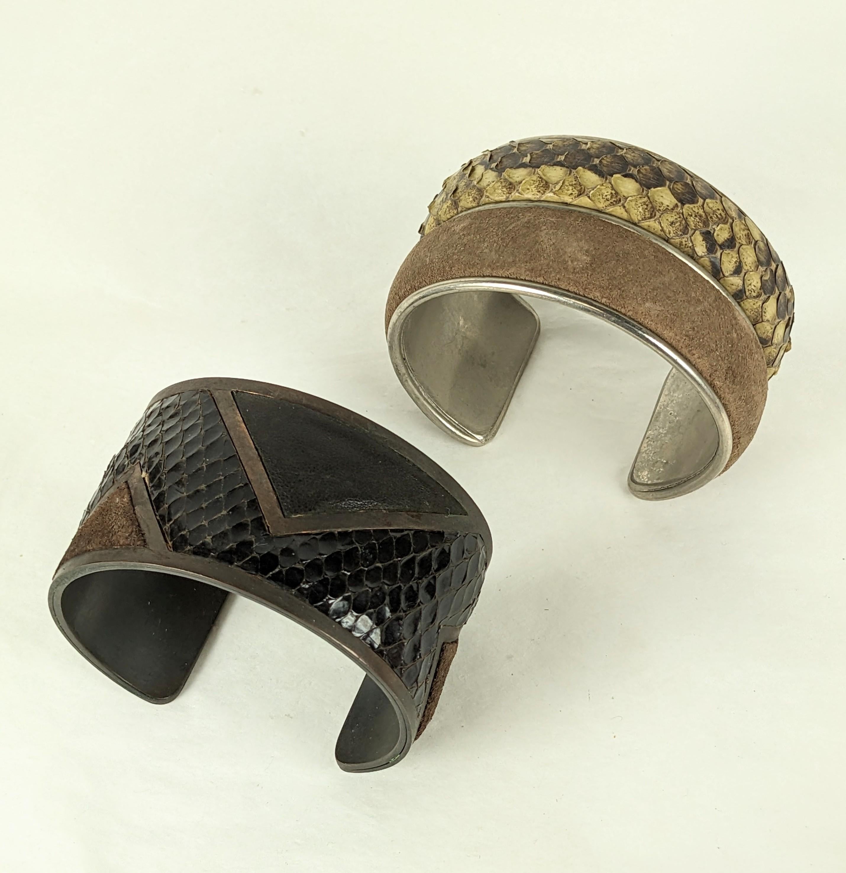 Yves Saint Laurent Haute Couture Bronze and Exotic Skin Cuff, 1980 For Sale 3