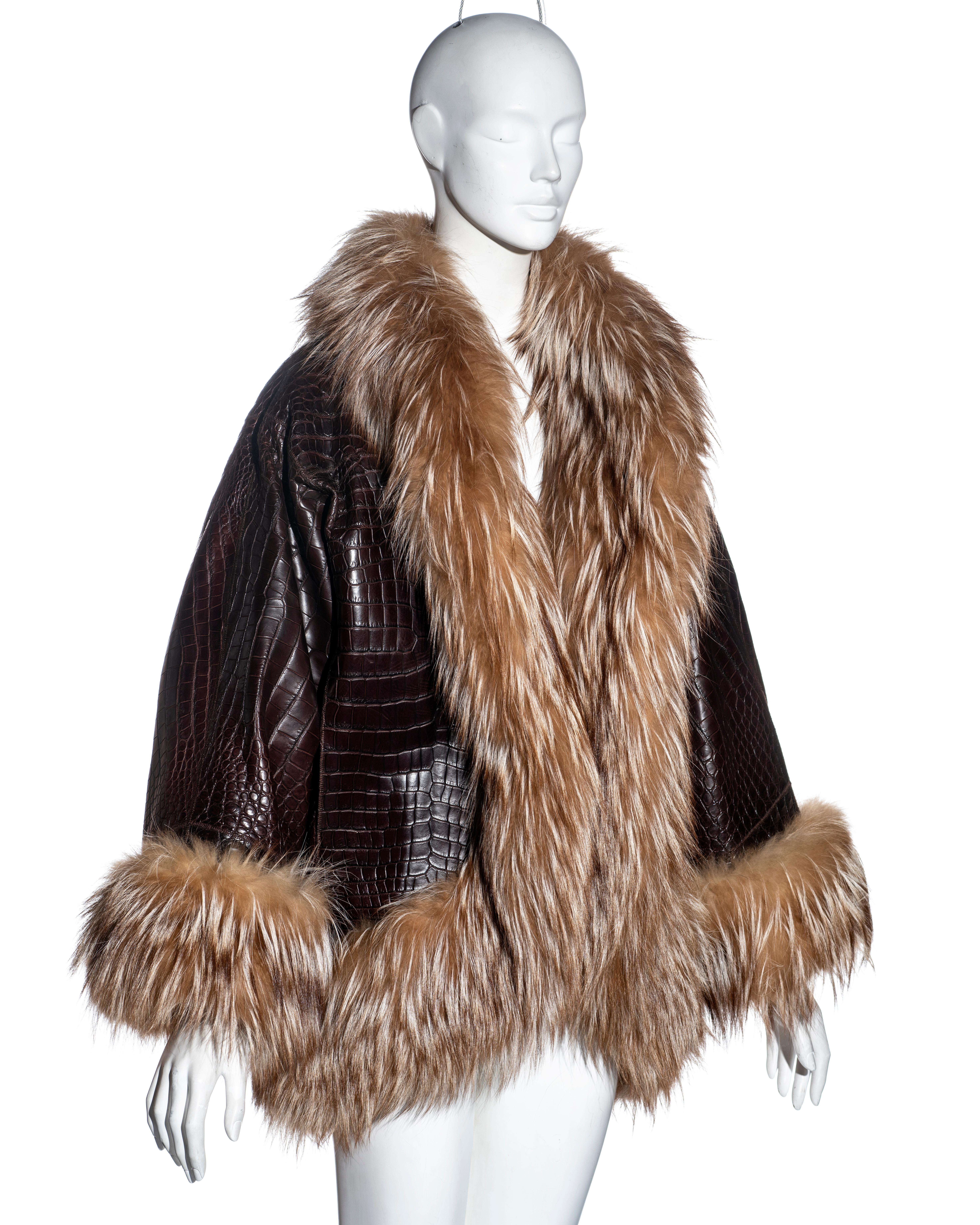 Yves Saint Laurent Alta Costura Chaqueta de cocodrilo marrón y piel de zorro, fw 1999 1