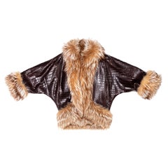 Yves Saint Laurent Alta Costura Chaqueta de cocodrilo marrón y piel de zorro, fw 1999