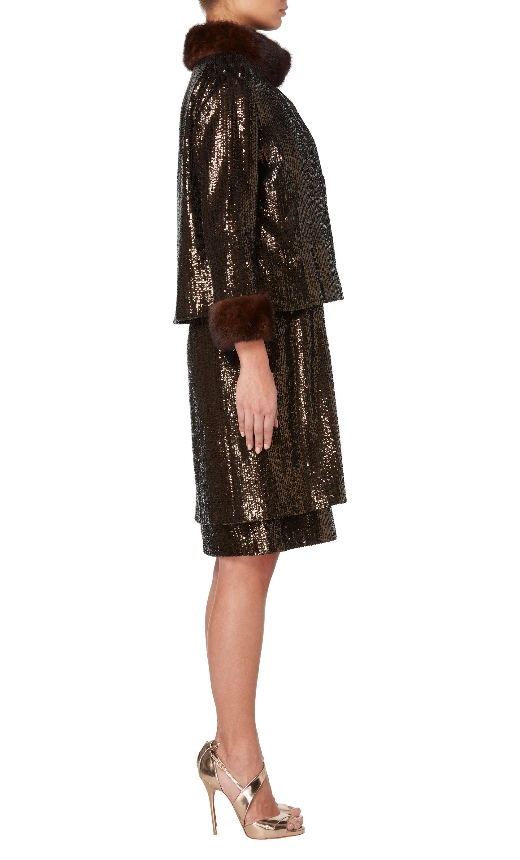 Women's Yves Saint Laurent, Haute couture brown dress suit, Autumn/Winter 1964 For Sale