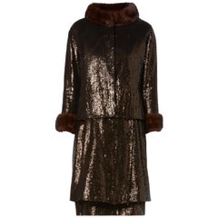 Retro Yves Saint Laurent, Haute couture brown dress suit, Autumn/Winter 1964
