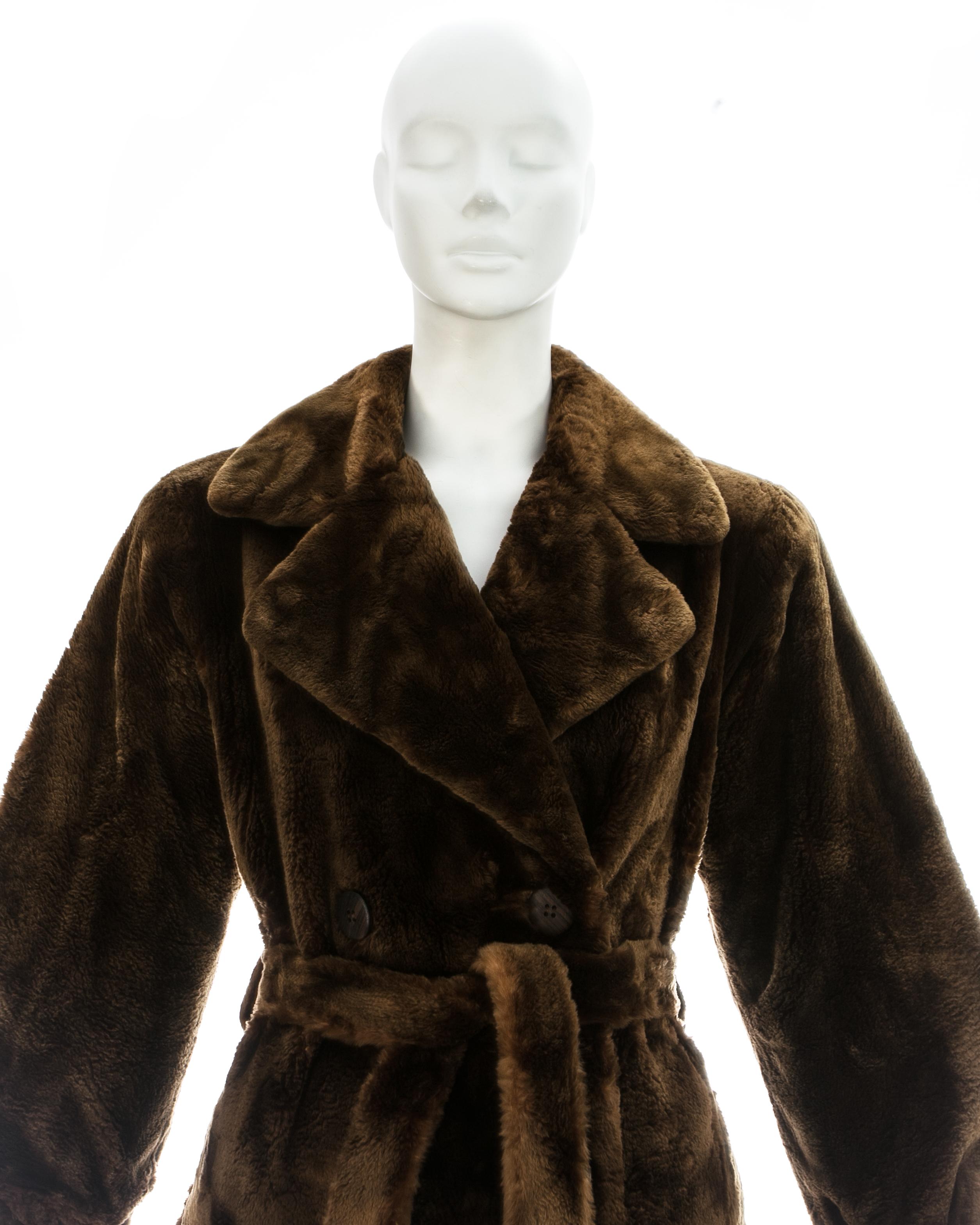 Yves Saint Laurent Haute Couture chestnut sheared beaver fur coat, fw 1985 In Good Condition In London, London
