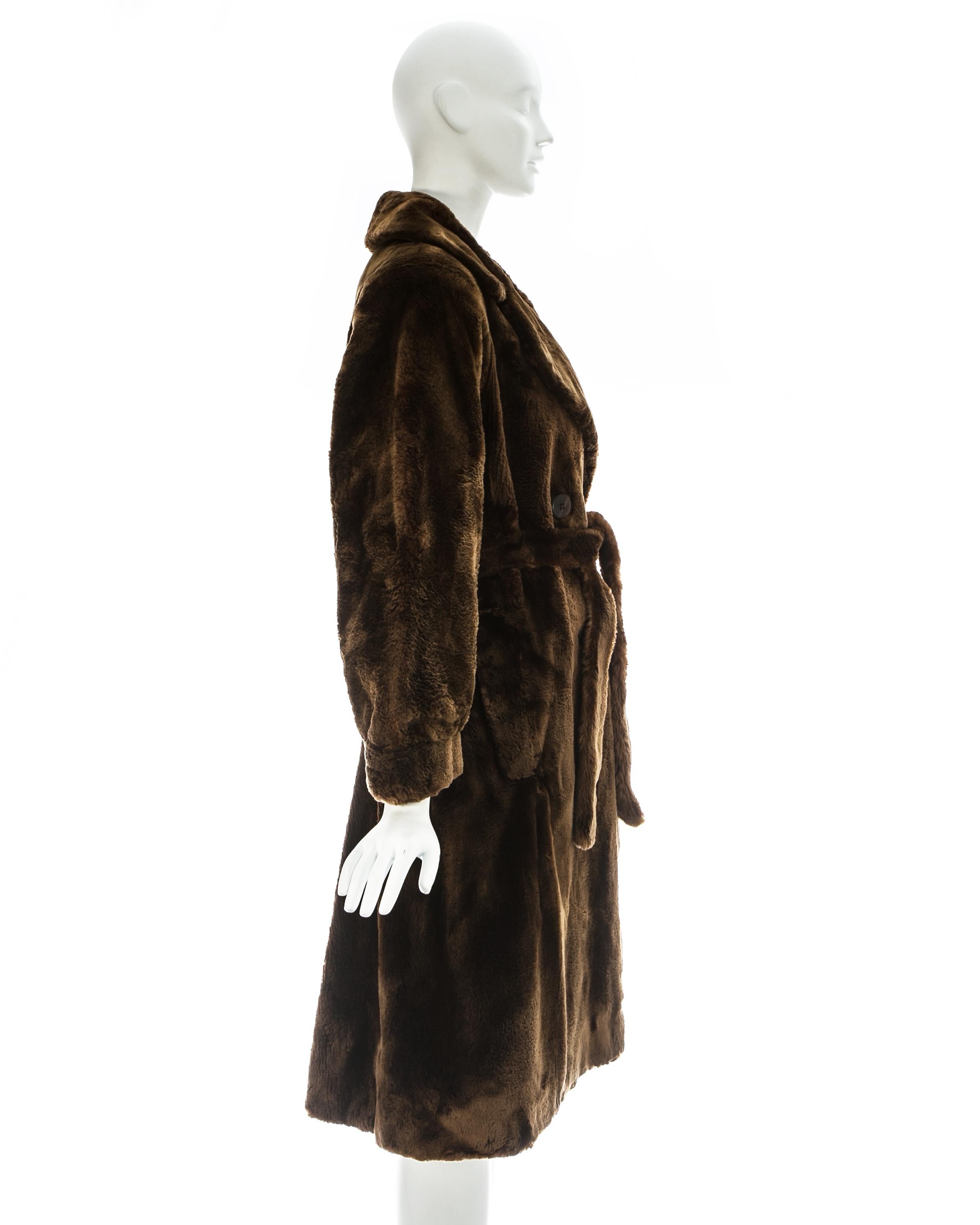 Yves Saint Laurent Haute Couture chestnut sheared beaver fur coat, fw 1985 1