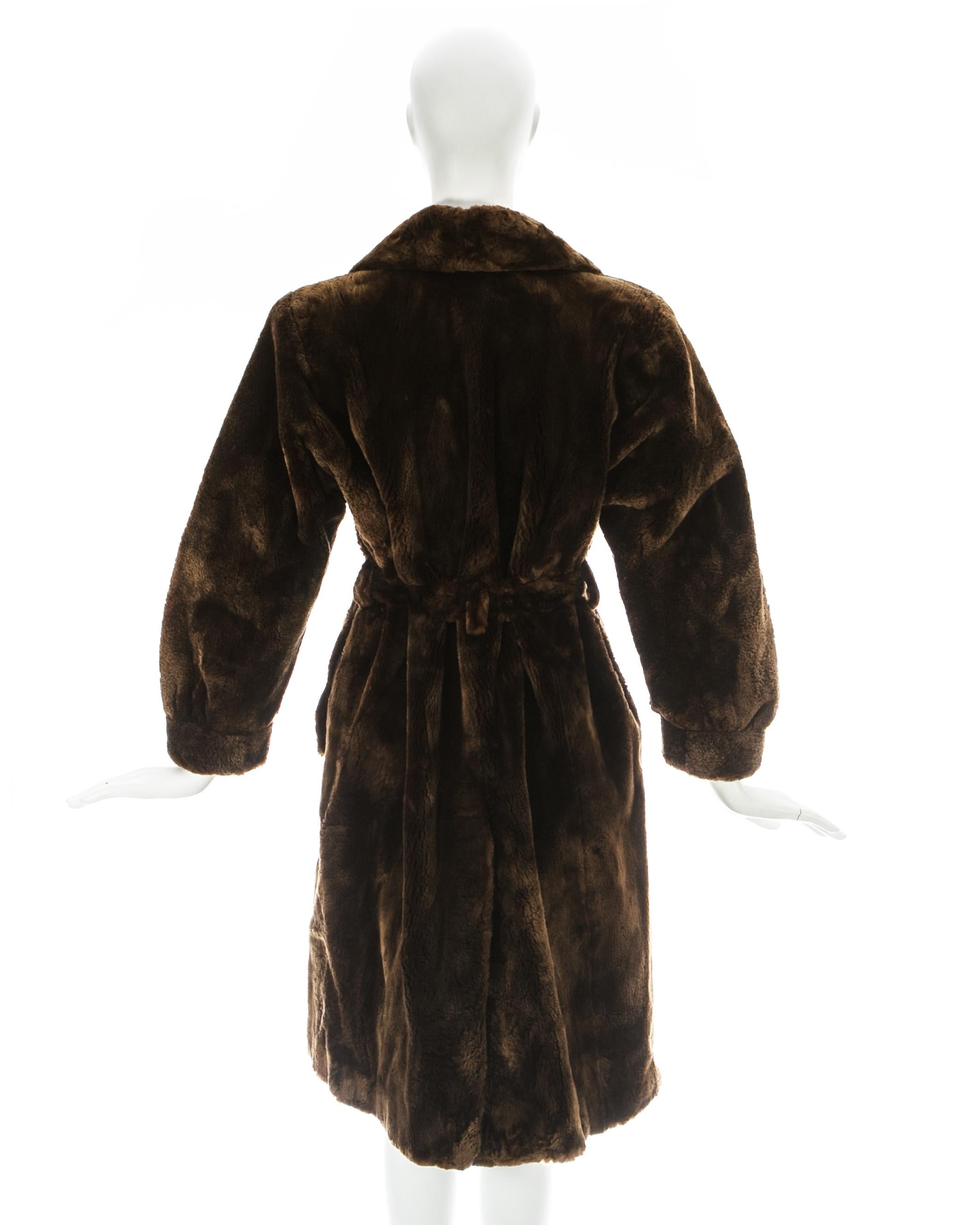 Yves Saint Laurent Haute Couture chestnut sheared beaver fur coat, fw 1985 2
