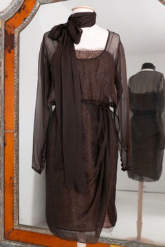 Yves Saint Laurent Haute Couture Chiffon and Lace Dress
