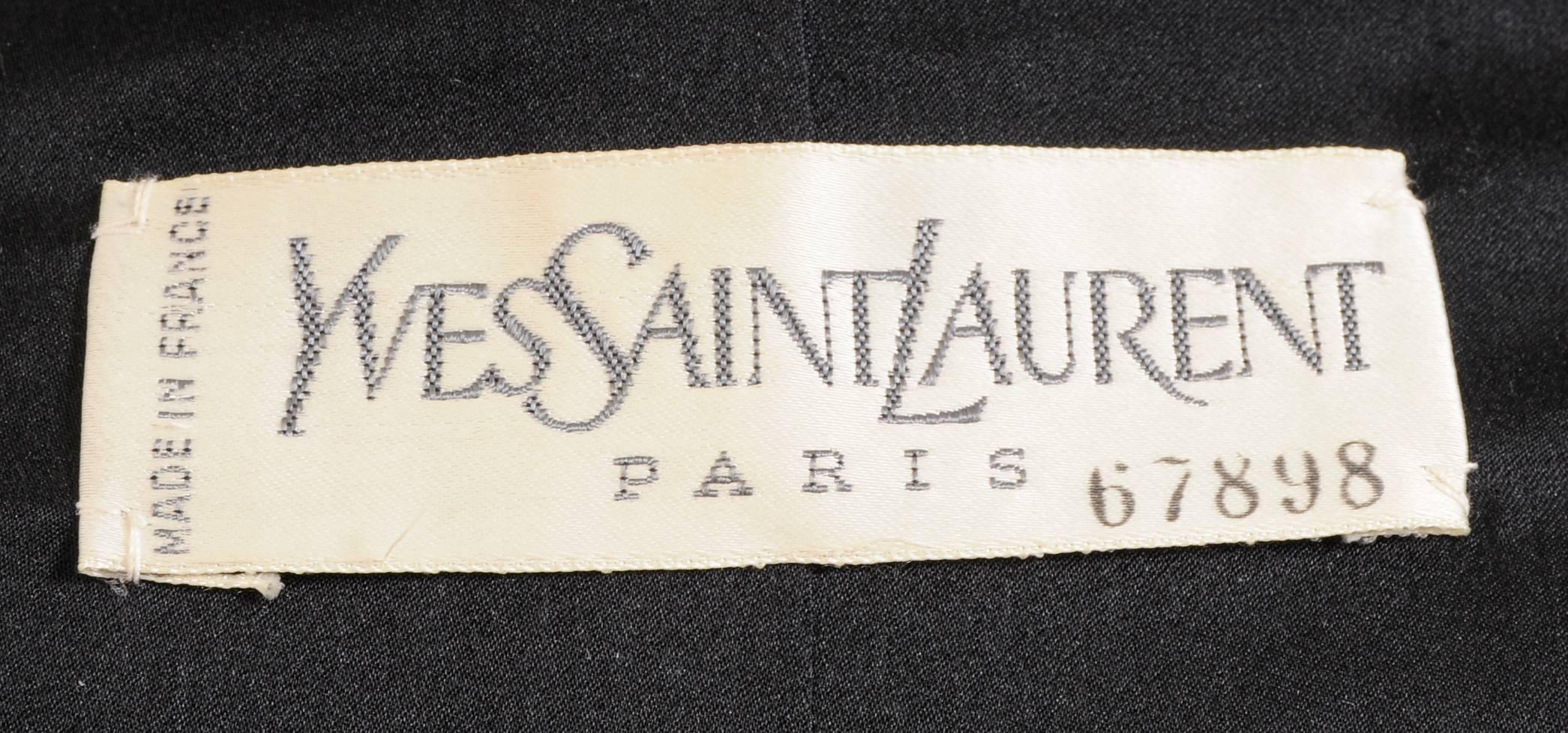 Yves Saint Laurent Haute Couture Double Breasted Black Wool Suit, late 1970s 1