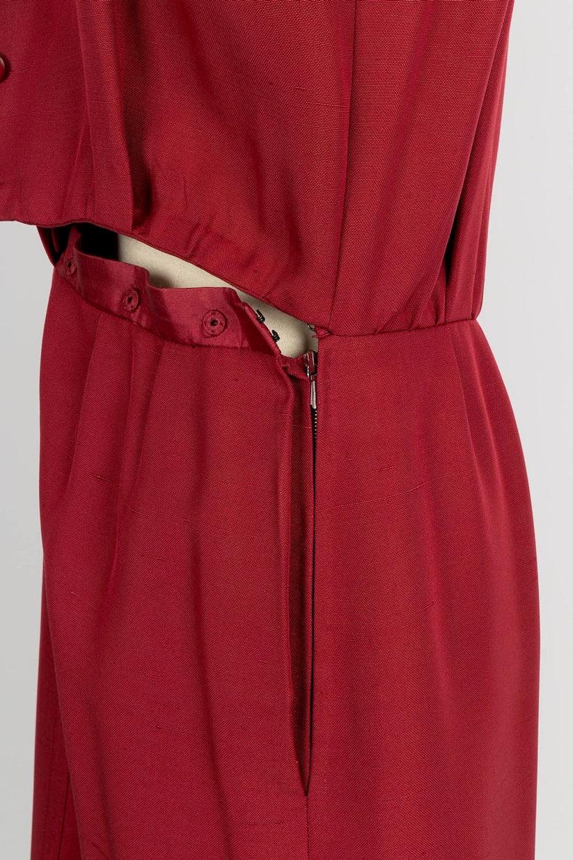 Yves Saint Laurent Haute Couture Dress in Dark Red Wild Silk For Sale 6