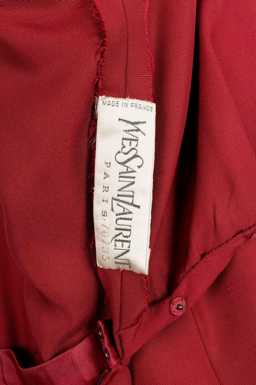 Yves Saint Laurent Haute Couture Dress in Dark Red Wild Silk For Sale 8