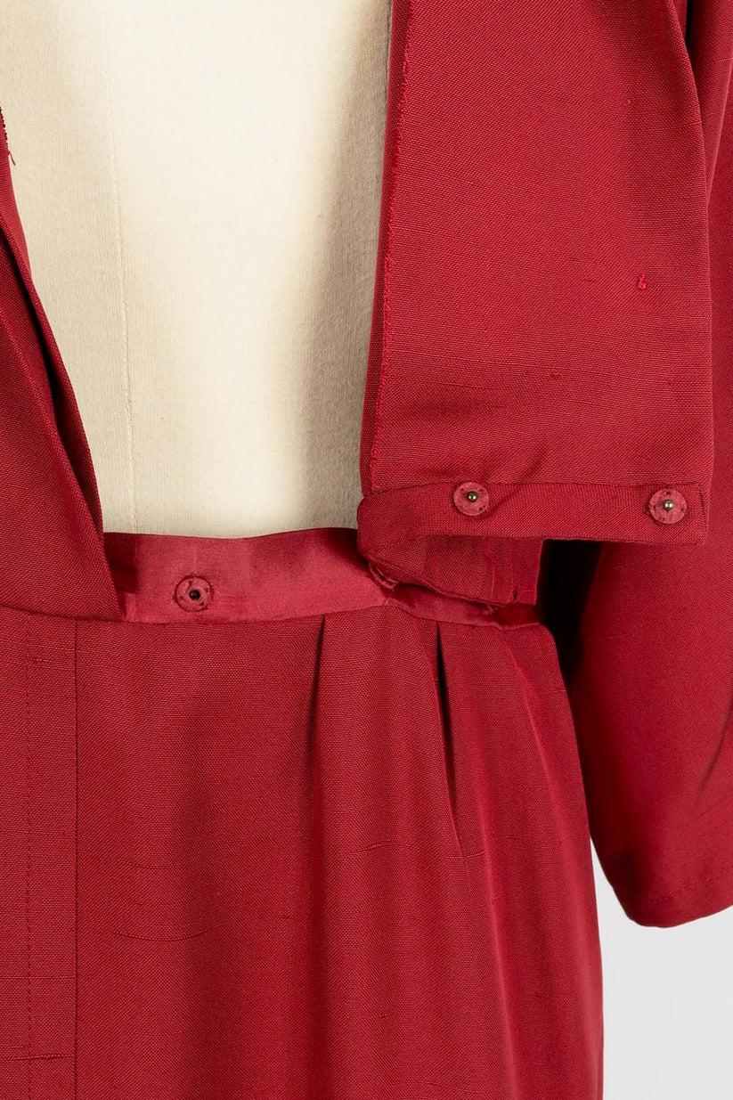 Yves Saint Laurent Haute Couture Dress in Dark Red Wild Silk For Sale 3