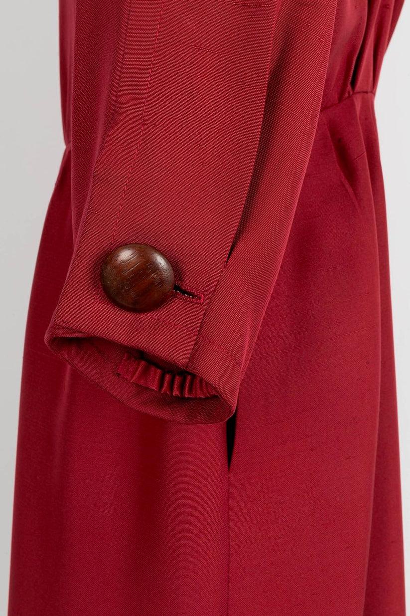 Yves Saint Laurent Haute Couture Dress in Dark Red Wild Silk For Sale 5