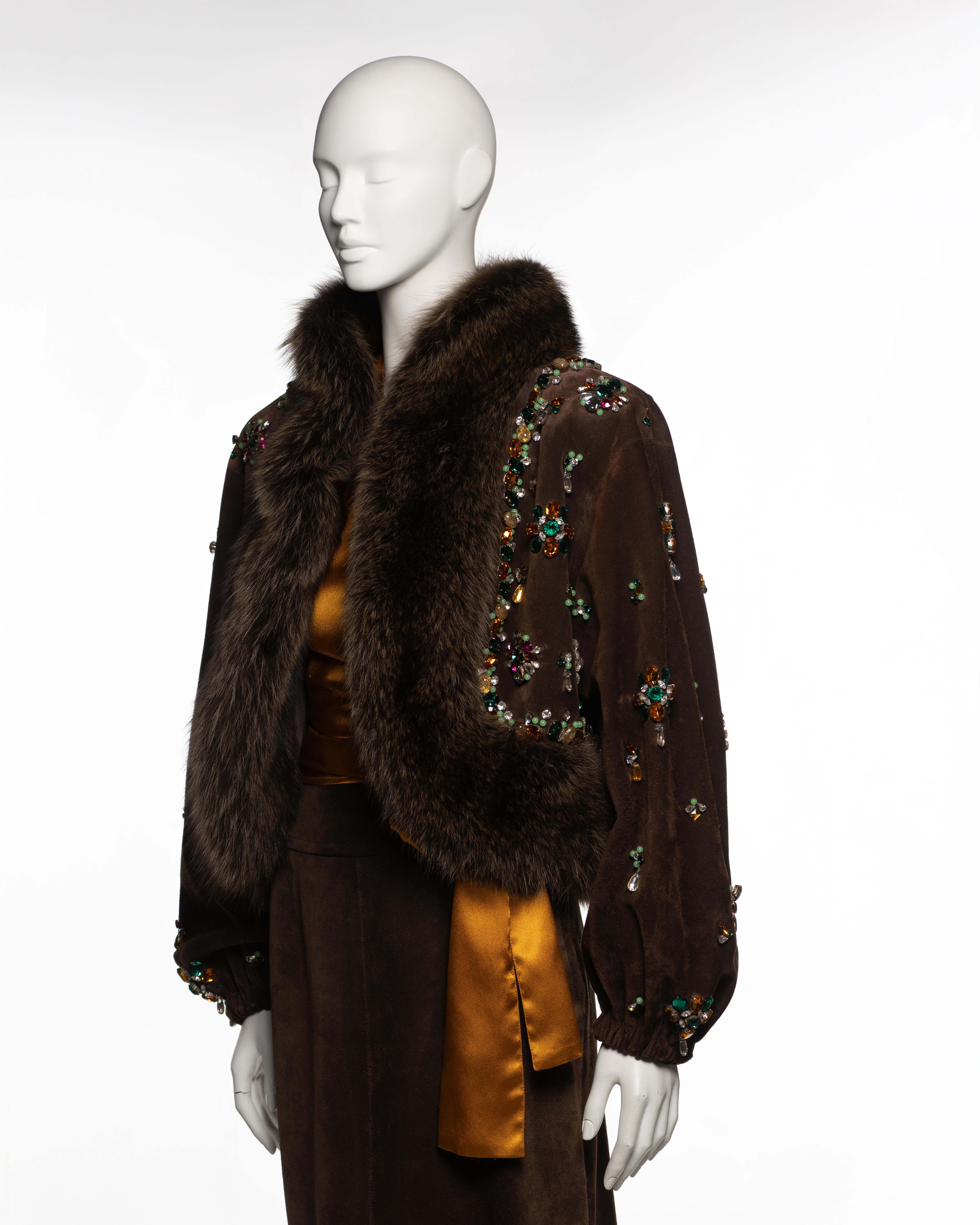 Yves Saint Laurent Haute Couture Ensemble aus Wildleder mit Verzierungen, H/Winter 1984 im Angebot 10