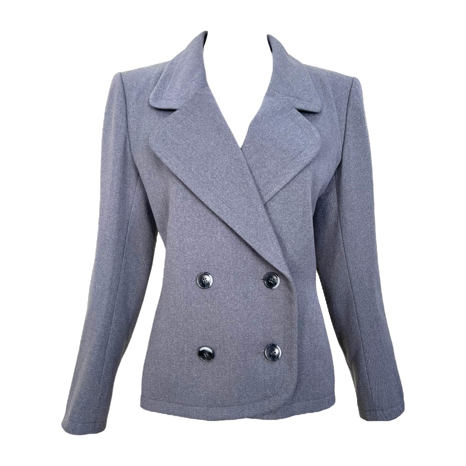 Yves Saint Laurent Haute Couture automne 1981 Ensemble tailleur jupe en laine grise Excellent état - En vente à Los Angeles, CA